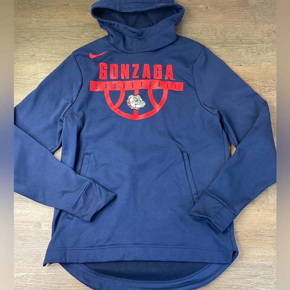 Nike Men’s Navy Blue Gonzaga Basketball Hooded Pullover Sweatshirt, size medium